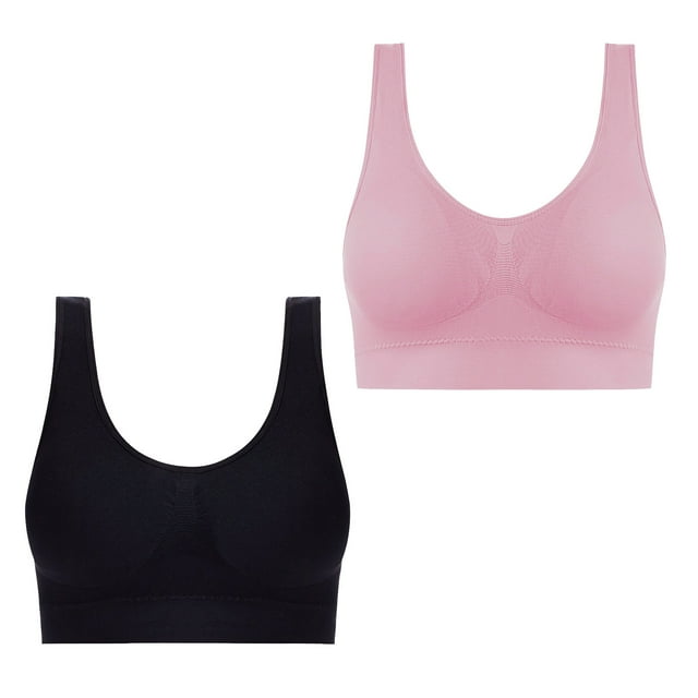 Wireless Bra Women No Underwire Bra Feature V-Neck Strapless Bra Style W-1775 Pinks XXL