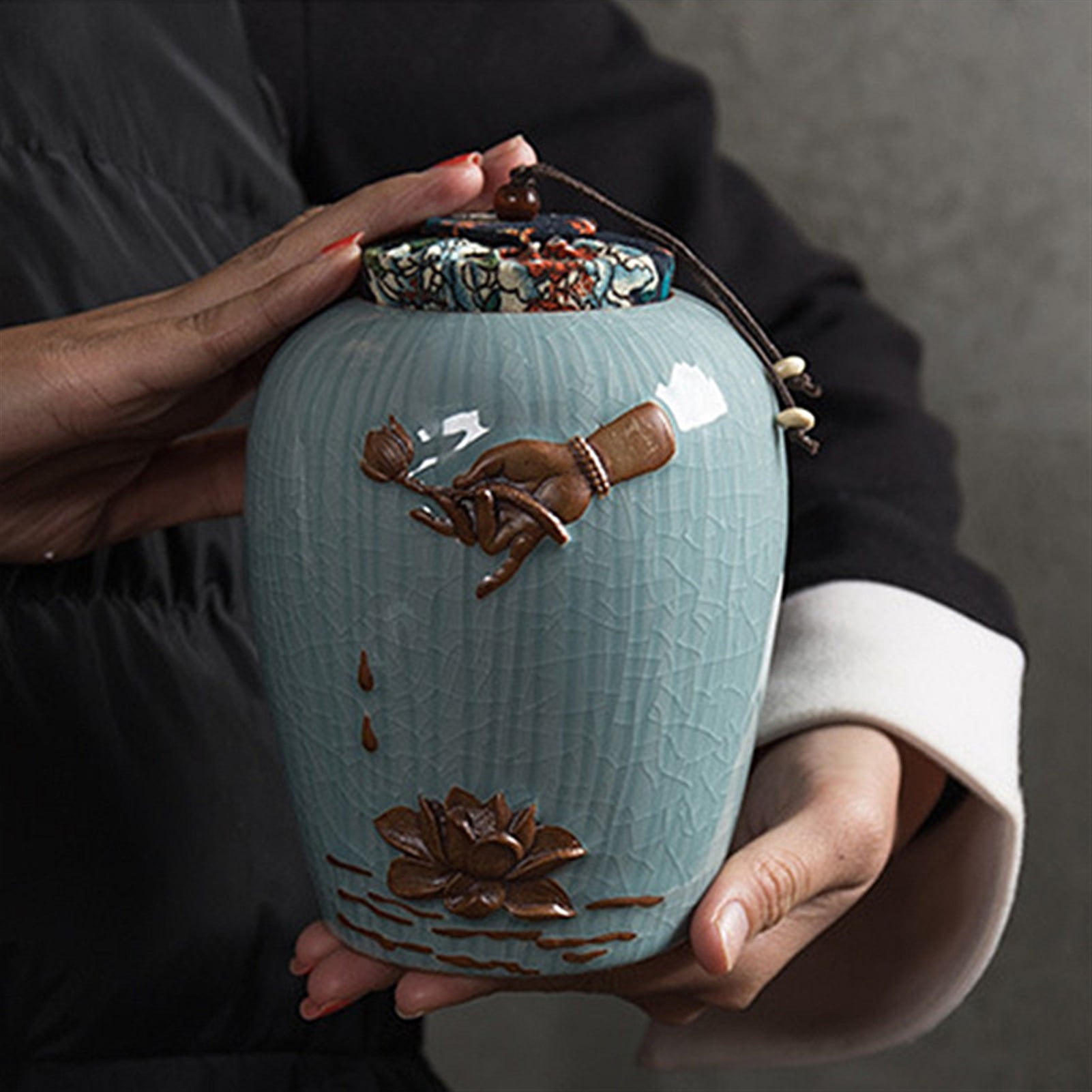 Ceramic Funeral Pet Urn For Memorials Small Holds Up To 30 Cubic Inches Of Ashes Pet Cremation Urn For Ashes