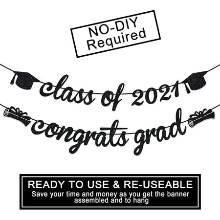 2021 Graduation Banner Black - Class of 2021 & Congrats Grad Black ...