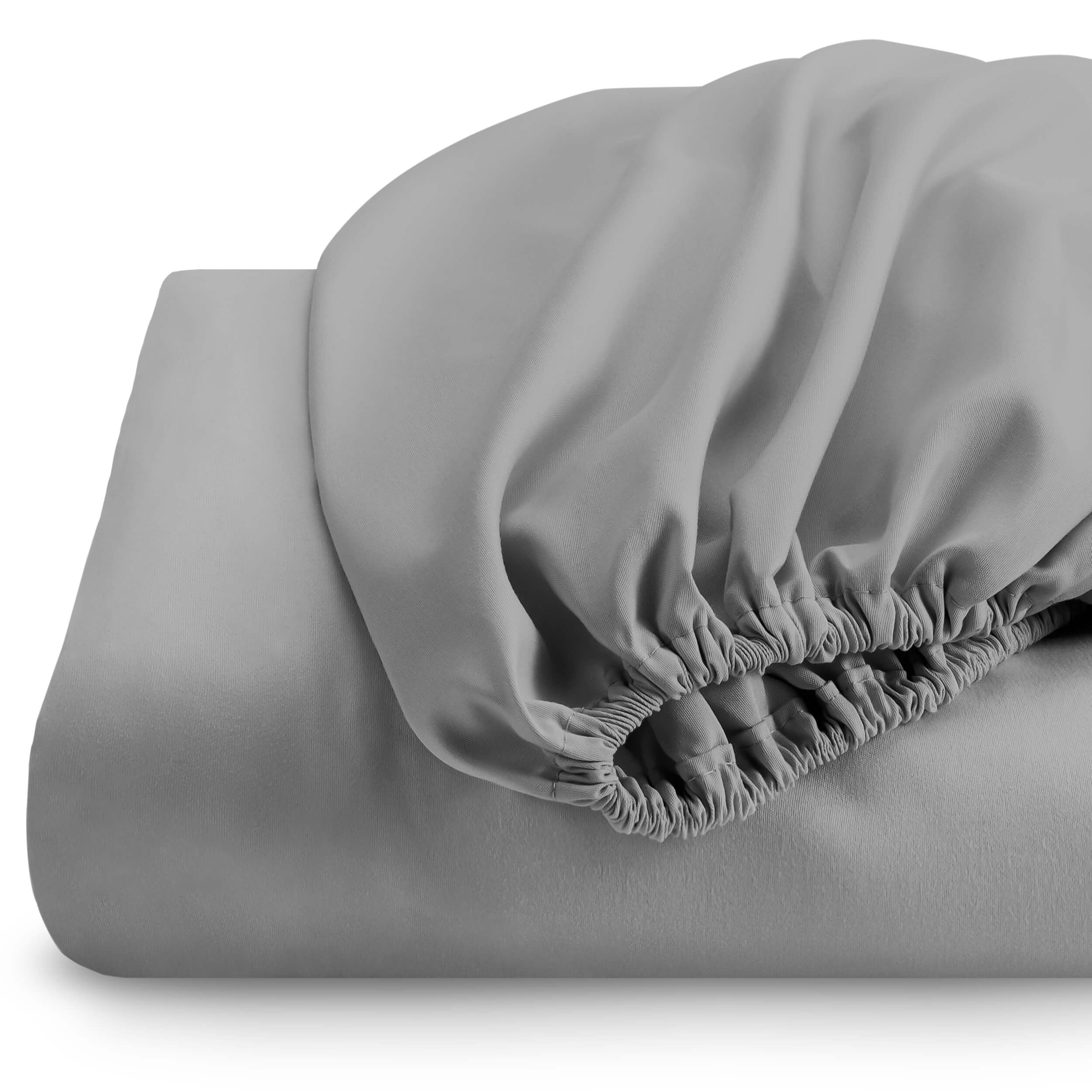 Fitted Sheet + Pillowcase Set, Microfiber, Wrinkle Resistant, King, Light Grey
