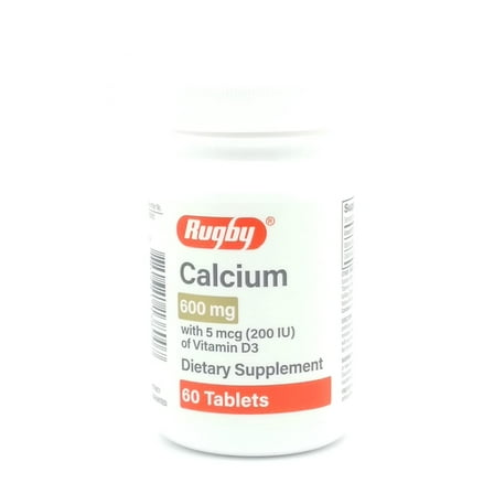 Rugby Laboratories Calcium 600 mg Calcium Supplement Calcium Carbonate Health Strong Bones Vitamin D3 5 mcg 200 IU Potency Guaranteed Value 60 Tablets (Pack of 1)