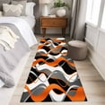 thumbnail image 5 of Orange Gray Stripes Washable Runner Rugs 2'x6', Abstract Art Modern Low Pile Throw Entryway Rug Non-Slip Sturdy Edge Binding Carpet for Indoor Bedside Entrance Bedside, 5 of 9