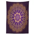 thumbnail image 3 of Ambesonne Mandala Tablecloth Rectangular Table Cover, Round Folkloric Pattern, 60"x84", Violet Purple and Yellow, 3 of 4