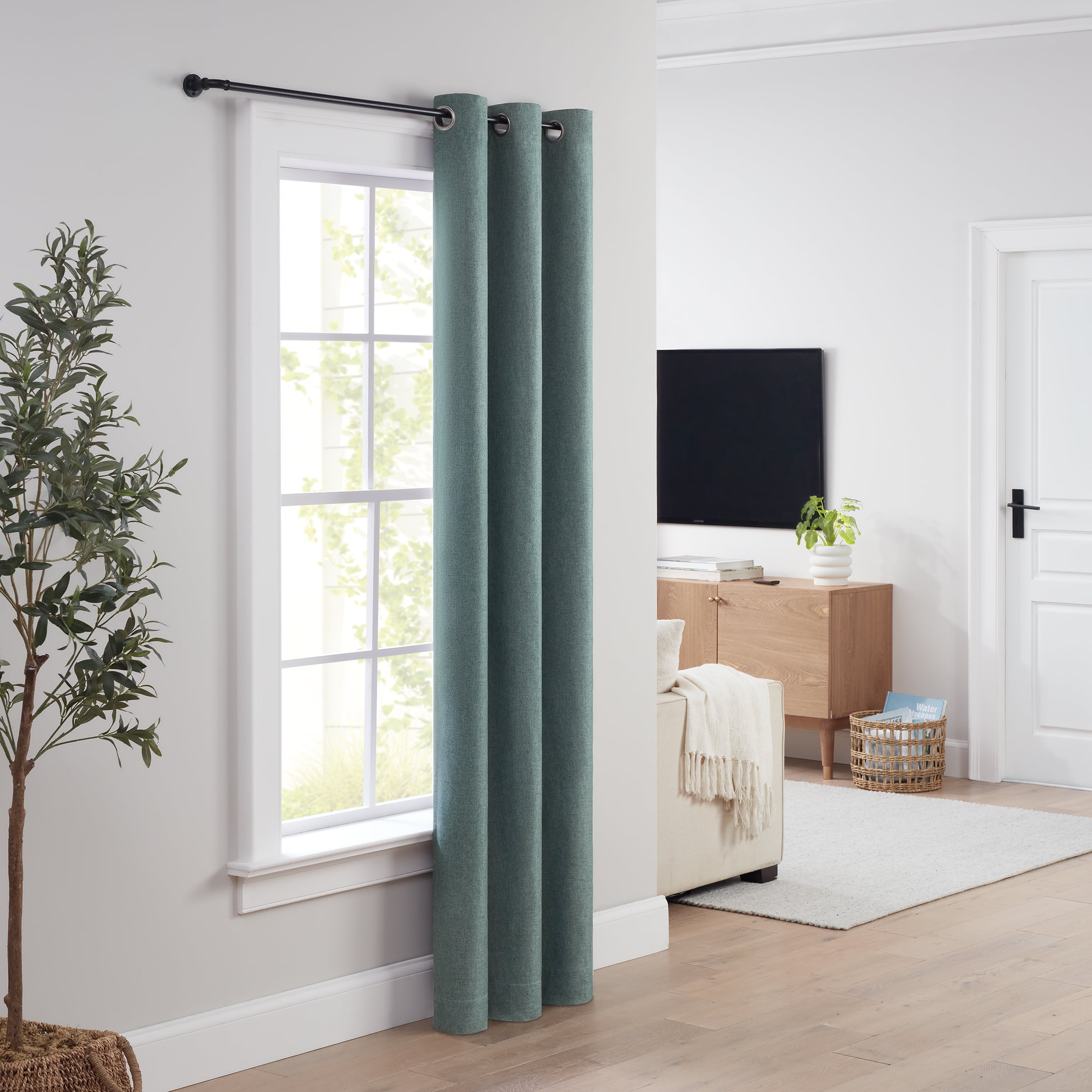 Eclipse Somerton 3/4" Pipe Blackout Wrap Curtain Rod, 36-66", Matte Black