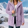 thumbnail image 6 of Perfectbot Women's Sherpa Hooded Coat, Button Down Chunky Cable Warm Winter Outerwear with Pockets, 6 of 8