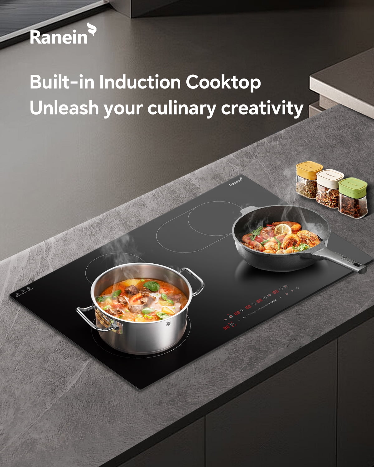 Electric Cooktop with 4 Burners, 30 inch 7900W 240V Ceramic Panel Electric Cooktop, Multiple Safety Protections Stove, Touch Screen