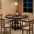 thumbnail image 2 of Bingirl Industrial Round Dining Table 47 Inch Kitchen Table Set for 4 to 6 Dinner Table with Top and Metal Base for Dining Room Living Room Black, 2 of 6