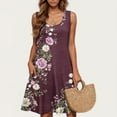 thumbnail image 4 of UPPADA Women Summer Casual Sleeveless Midi Dress Floral Print Pleated Tank Dresses Crewneck Loose Fit Boho Sundress Flare Tank Dress with Pockets Women's Dress Under $10 Multicolor,M, 4 of 5