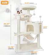 AIWIKIDE 39.37 Cat Tree Cat Tower with Cat Condo and Big Hammock for Indoor Small Cats,Beige