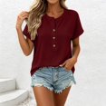 thumbnail image 2 of GERsome T-Shirts for Women Short Sleeve Waffle Knit Button Down Crew Neck Casual Business Work Shirts, 2 of 8