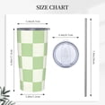 thumbnail image 3 of Light Green Checkered Stainless Steel Insulated Tumbler 20 Oz Coffee Mug Travel Cup Water Bottle With Lid Straw, 3 of 6