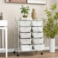 thumbnail image 2 of Costway 10-Drawer Storage Cart Utility Rolling Trolley Kitchen Organizer Clear, 2 of 10