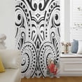 thumbnail image 6 of Black Polynesia Texture Sheer Curtains 108" Extra Long, Retro Flowers Tribes Abstract Art Light Filering Curtains, Privacy Drapes Simi Floor to Veiling Curtain for Living Room Window Treatment, 6 of 9