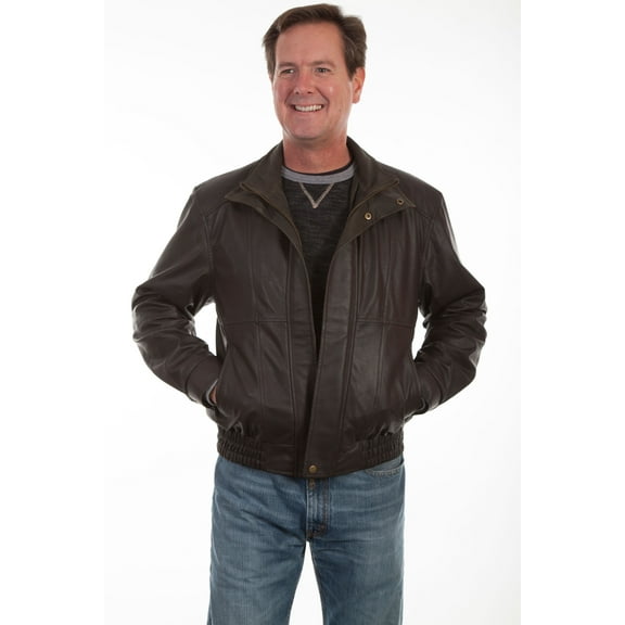Scully 48-260-B-L-4XT Mens Chocolate & Olive Leather Featherlite Jacket - 4XL Tall