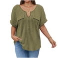 thumbnail image 2 of Mifsaly Womens V Neck Short Sleeve Tops Summer Ribbed Knit Oversized T Shirts Casual Loose Fit Flattering Daily Wear Soft Breathable Comfy Basic Top XXXL, 2 of 5