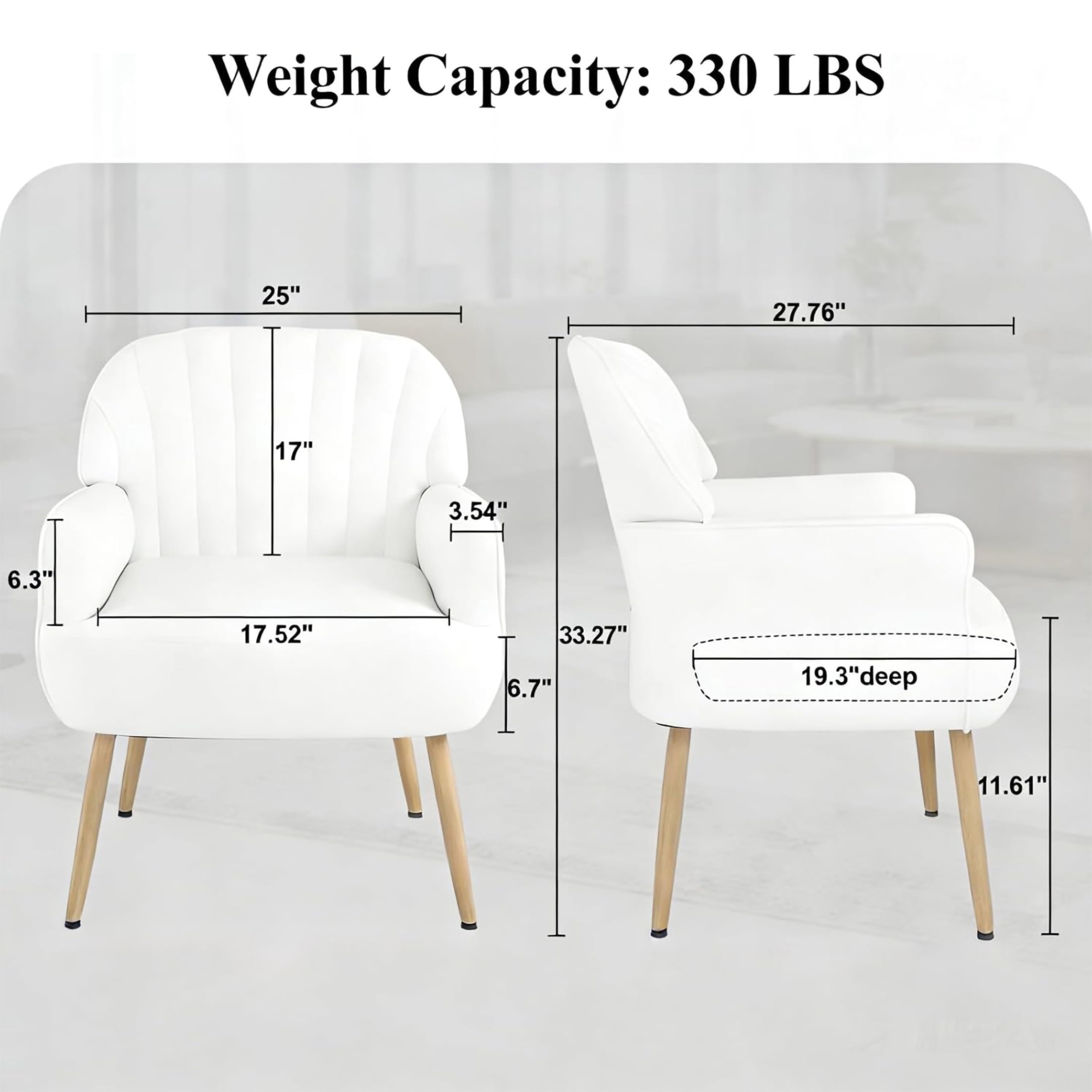 Noble House Ordis Velvet Accent Chair with Shell-Shaped Backrest & Metal Legs, Comfy Barrel Chair for Living Room, Beige