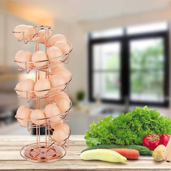 Spiral Design Metal Egg Skelter Dispenser Rack, Rose Gold