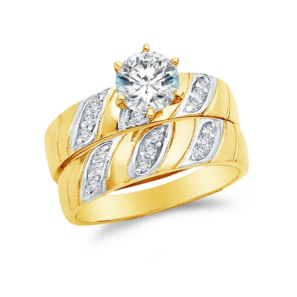 AA Jewels 14k Yellow Gold CZ Cubic Zirconia Round Engagement Wedding