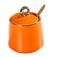 thumbnail image 1 of HLONK Ceramic Sugar Bowl Container with Lid and Spoon Spice Seasoning Box Ceramic Condiment Pot Condiment Jar for Counter White, 1 of 8