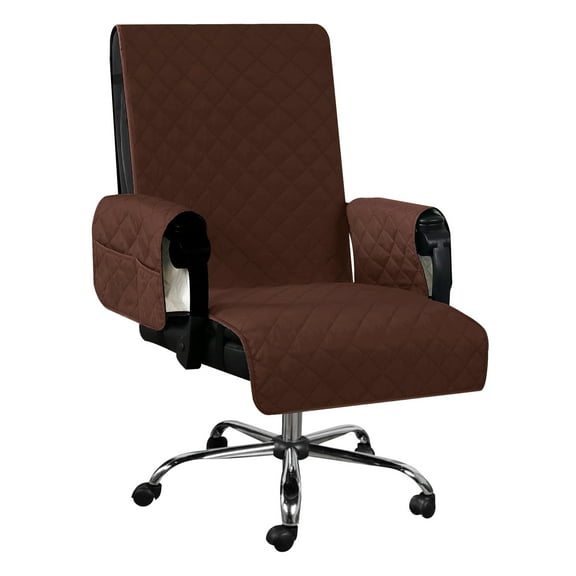 Office Chair Cover with Armrest Cover Soft Polyester Office Chair Slipcover Waterproof Office Chair Protector Cover Stable Fixing Practical Office Seat Cover with Side Pocket for Home Office