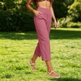 thumbnail image 2 of Women's Pants Cotton Linen Petite Summer Lightweight High Waist Straight Leg Solid Summer Casual Fashion Trousers Pants For Women, 2 of 8