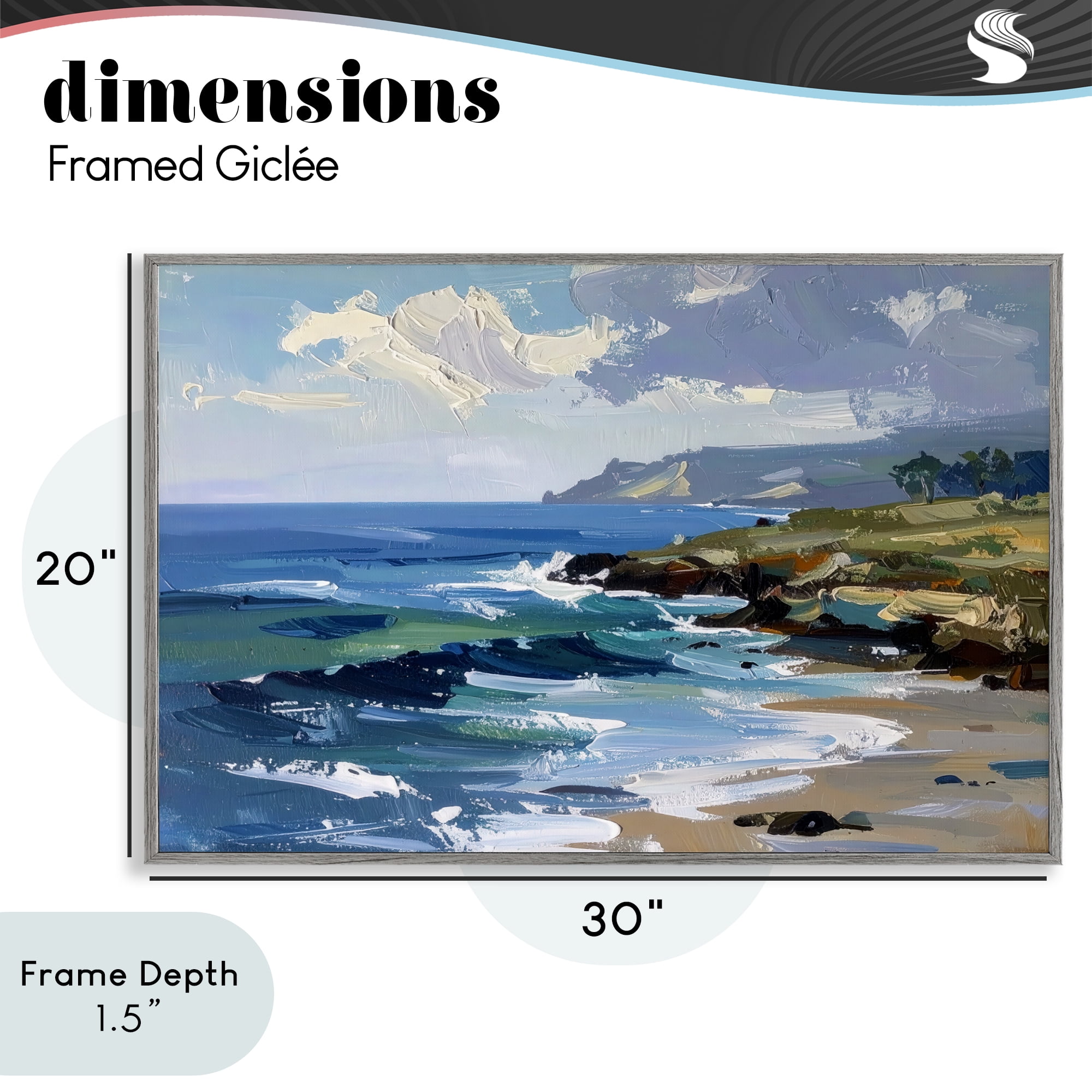 Stupell Industries Sky To Sea Impression Gray Framed Giclee Art, design by Alonza Saunders