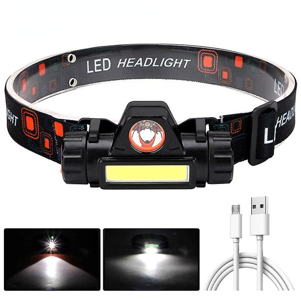 Linterna Q5 + cob Led faro potente batería 18650 integrada al aire libre Camping pesca faro atenuación continua