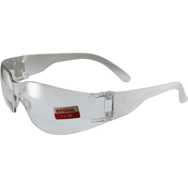 Global Vision Rider Bifocal Safety Motorcycle Riding Sunglasses Clear Frame Clear 1.5x Magnification Clear Lens Z87.1