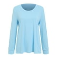 thumbnail image 4 of GEWSEY Women Long Sleeve Shirts Casual Fall Tees Crew Neck Basic Tunic Tops (Sky Blue, XL), 4 of 9