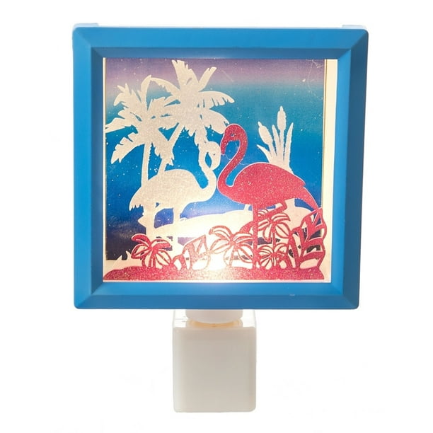 Flamingos and Palm Trees Laser Cut Scene Box Night Light Electric