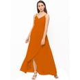 thumbnail image 2 of eloria Women's Georgette Summer Casual Split V Neck Sleevless Long Dress With Tie, Color : Orange | Size : XXL, 2 of 6