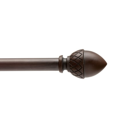 Bronze Adjustable Drapery Rod - Mainstays 28-48” Classic Acorn Adjustable Petite Cafe Curtain Rod, 1/2” Diameter, Matte Bronze