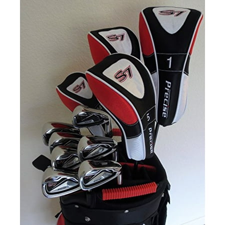 Big Driver Kids Golf Cart - Mens Golf Set Complete Driver, 3 & 5 Fairway Woods, Hybrid, Irons, Putter Sand Wedge & Deluxe Cart Bag Right Handed