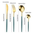 thumbnail image 3 of Stainless Steel Western Dinner Fork and Spoon 4 Piece Set Elegant European Steak Cutlery Utensils Gold Flatware, 3 of 4