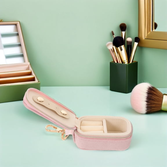 NIAIZEK Cute Pink Travel Jewelry Box - Hanging, Lightweight, Velvet Material for Protection
