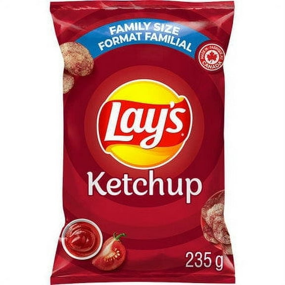 Canadian Imported Potato Chips - Large Family Size - Frito Lays Ketchup