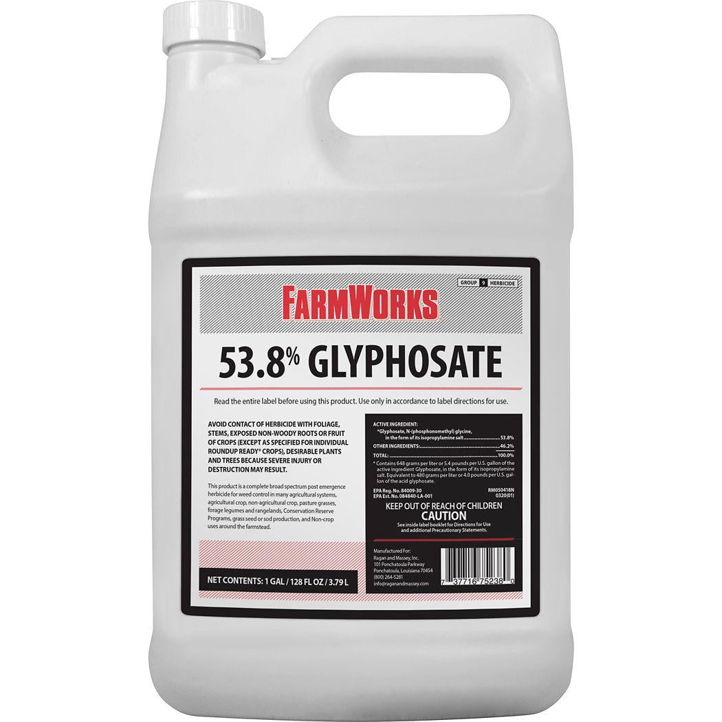 FarmWorks 53.8 Glyphosate Grass and Weed Killer Concentrate, 1Gallon