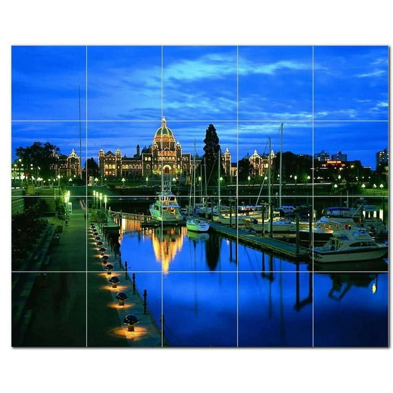 City Picture Ceramic Tile Mural Kitchen Backsplash Bathroom Shower, 404540-XL54