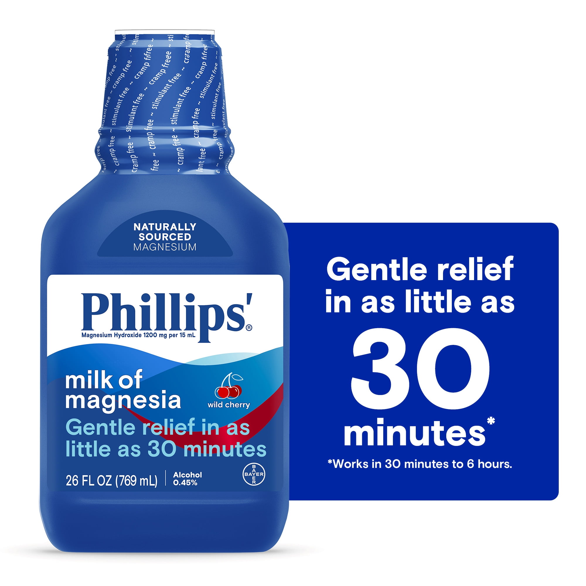 (2 pack) Phillips' Milk of Magnesia Liquid Laxative, Wild Cherry Flavor, Constipation Relief, 26 Fluid Ounces