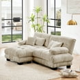 thumbnail image 2 of Cloud Couch Sectional Sofa for Living Room, Chenille 2 Seater Sofa with 2 Lumbar pillows and 2 throw pillows , Upholstered Wide Arm Sofa with Convertible Ottoman,Chenille Light coffee, 2 of 9