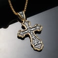 thumbnail image 4 of Vintage Jesus Cross Pendant Necklace 14K Yellow Gold Chain Punk Biker Amulet Orthodox Jesus Men Necklace Jewelry Gift, 4 of 6