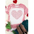 thumbnail image 4 of POGLIP Women's Pink Leopard Heart Shaped Bleached Print Short Sleeve T Shirt, 4 of 6