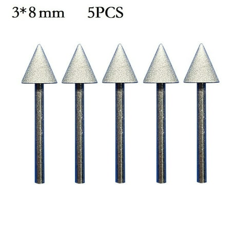 

5Pcs 3Mm Shank Diamond Mounting Point Grinding Head For Stone Jade Carving Tool