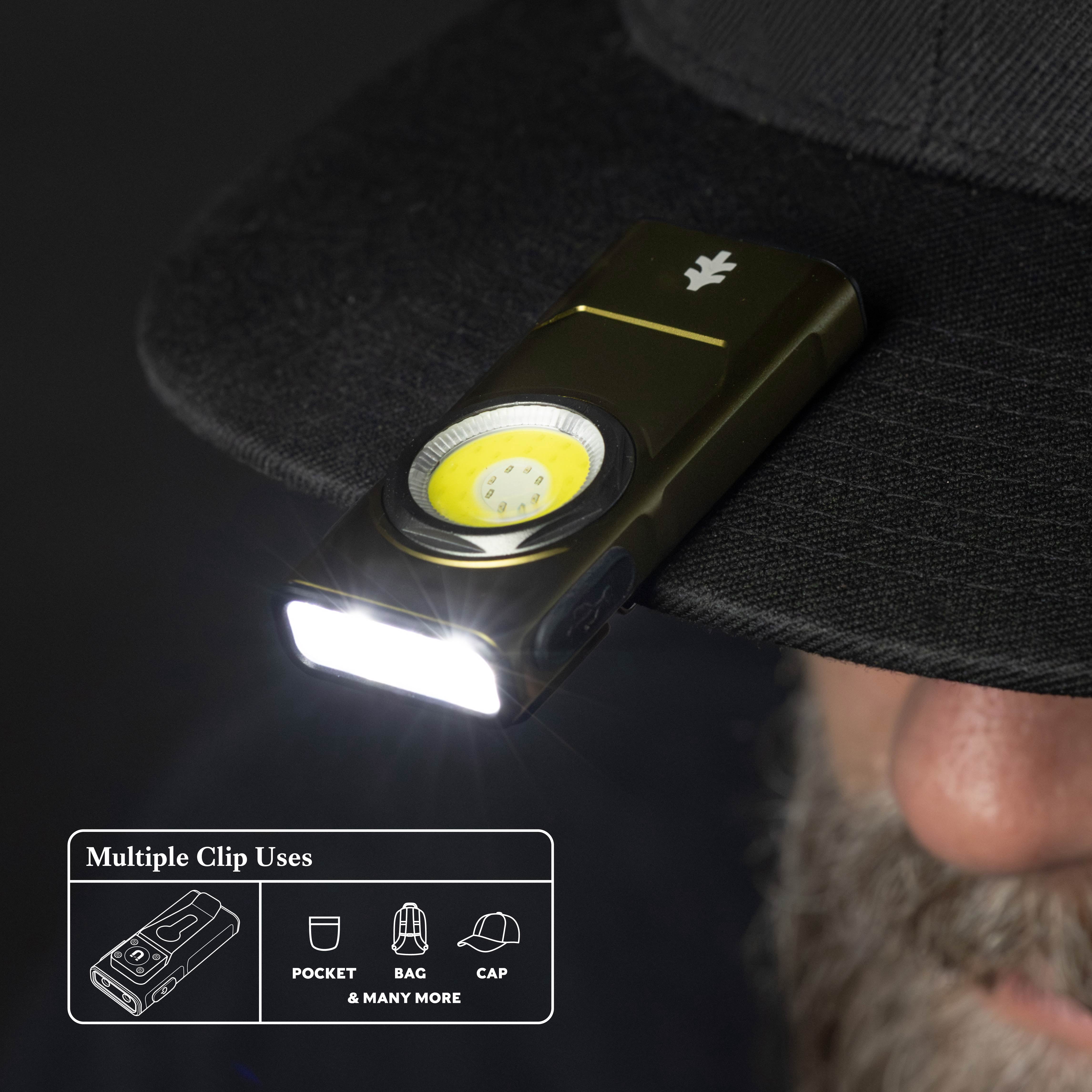 Swiss Tech Olive Green 500 Lumen Rechargeable EDC Clip Work Light