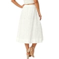 thumbnail image 3 of INSPIRE CHIC Women's Eyelet Boho Casual Skirt Elastic High Waist A-Line Cotton Embroidery Lace Beach Summer Midi Skirts S White, 3 of 6