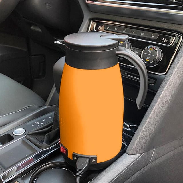 Hervidor de agua DYNWAVEMX para coche 12V 24V calefacción de viaje taza de agua caliente 680ml Tapa aislamiento sellada Naranja