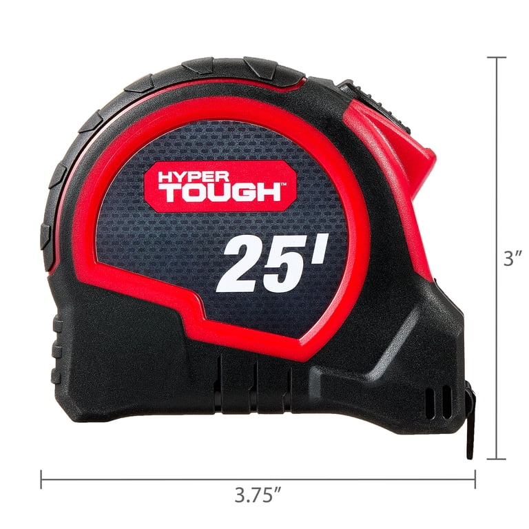 Hyper Tough 25ft Self Lock Steel Tape Measure Automatic Blade Lock