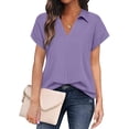 thumbnail image 2 of BJUTIR Womens Shirts Tops Solid Color Business Casual Short Sleeve Shirt, 2 of 5