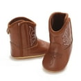 thumbnail image 6 of Baby Boys Girls PU Leather Cowboy Boots Newborn Soft Sole Non-Slip Bootie Crib Shoes 0-18M, 6 of 9