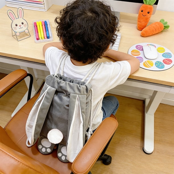 Contenedores de almacenamiento, mochila de conejito de Pascua para niños, linda bolsa de cola de conejito, regalo de Pascua para niños pequeños, niñas y niños, mochila de conejito de peluche suave con